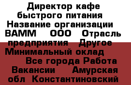 Директор кафе быстрого питания › Название организации ­ ВАММ  , ООО › Отрасль предприятия ­ Другое › Минимальный оклад ­ 45 000 - Все города Работа » Вакансии   . Амурская обл.,Константиновский р-н